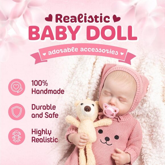 🆕18inch Full Body Silicone Vinyl Newborn Baby Poseable Limbs Rosie Knit Girl - Picture 3 of 7